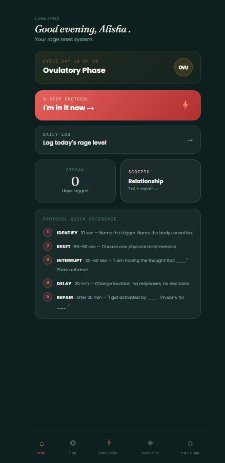 PMS Rage Reset interactive web app